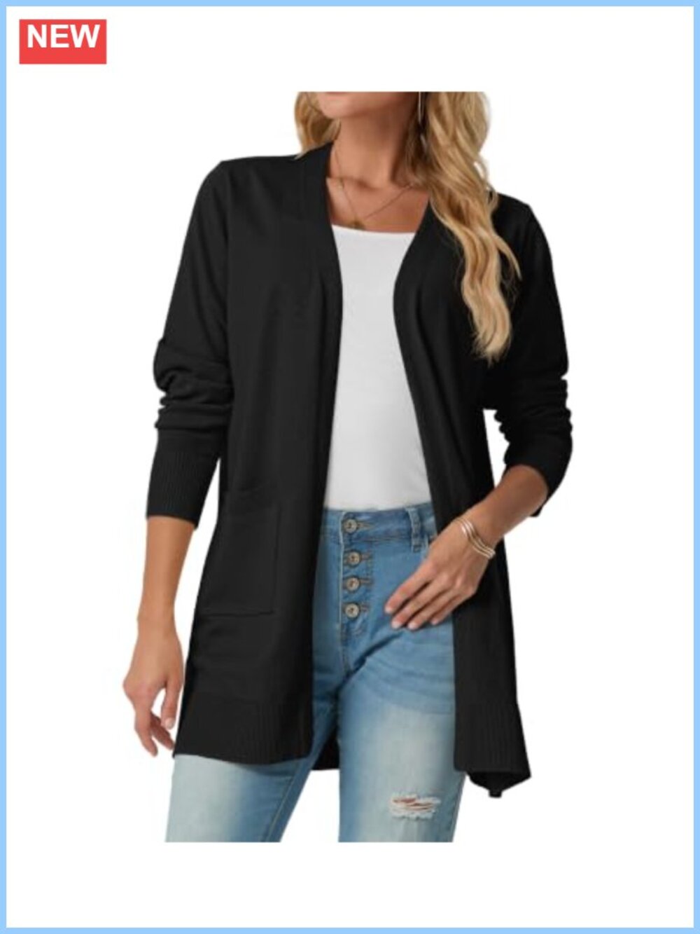 Long Open Front Cardigan Sweater Lightweight Duster with Pockets